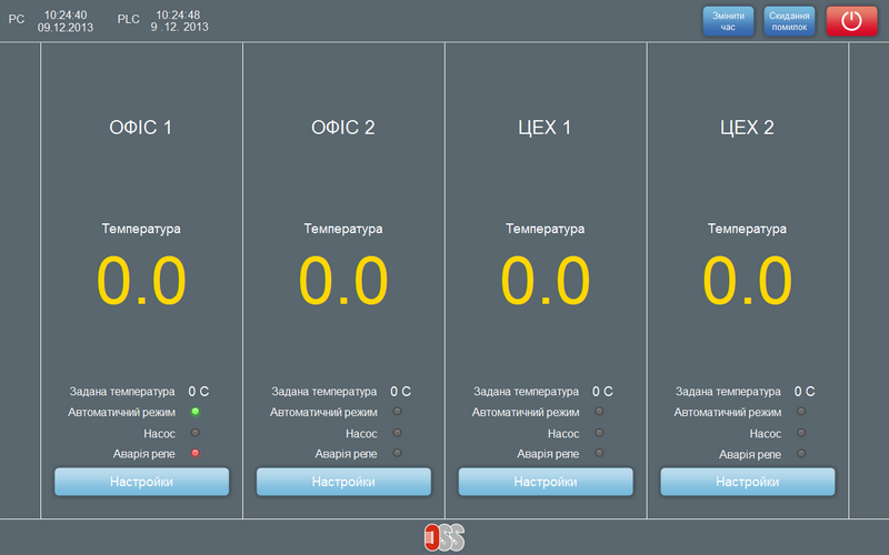 Heating system's SCADA. Main screen.